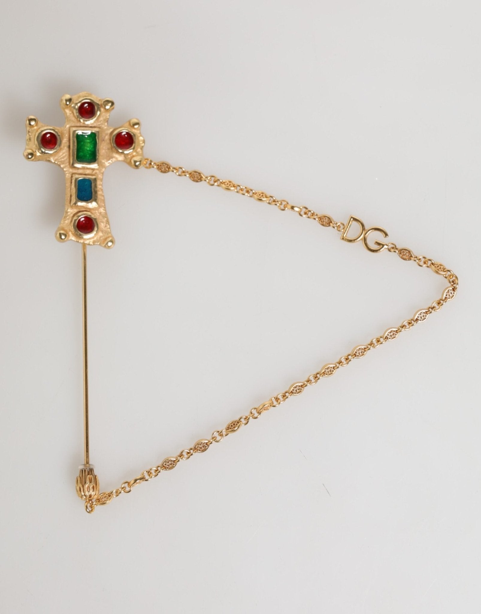 Dolce & Gabbana Lapel Pin Cross Logo Gold Chain Mens Accessories Brooch – par Dolce & Gabbana | Disponible sur Sandy Store ByNet