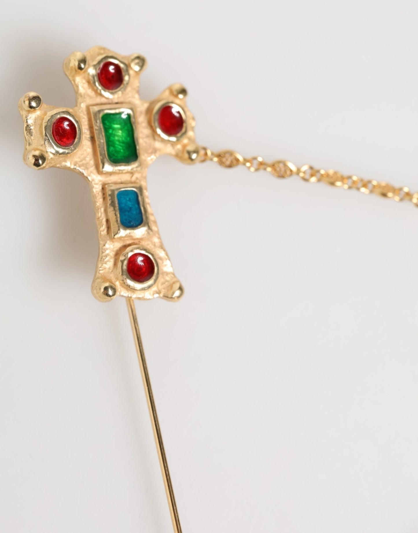 Dolce & Gabbana Lapel Pin Cross Logo Gold Chain Mens Accessories Brooch – par Dolce & Gabbana | Disponible sur Sandy Store ByNet