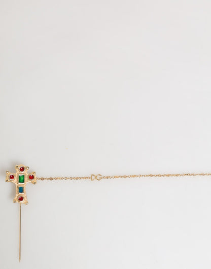 Dolce & Gabbana Lapel Pin Cross Logo Gold Chain Mens Accessories Brooch – par Dolce & Gabbana | Disponible sur Sandy Store ByNet