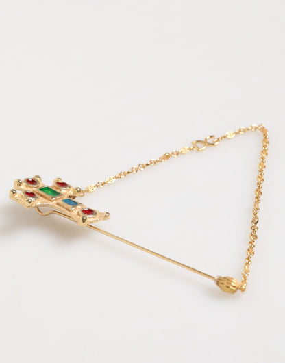 Dolce & Gabbana Lapel Pin Cross Logo Gold Chain Mens Accessories Brooch – par Dolce & Gabbana | Disponible sur Sandy Store ByNet