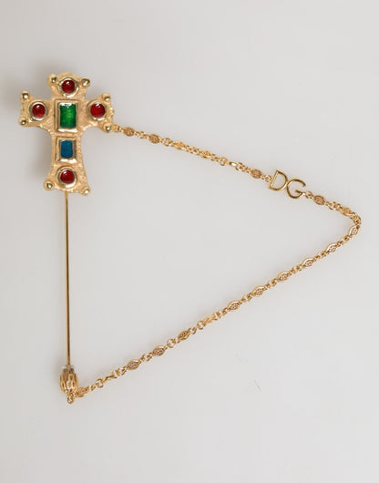 Dolce & Gabbana Lapel Pin Cross Logo Gold Chain Mens Accessories Brooch – par Dolce & Gabbana | Disponible sur Sandy Store ByNet