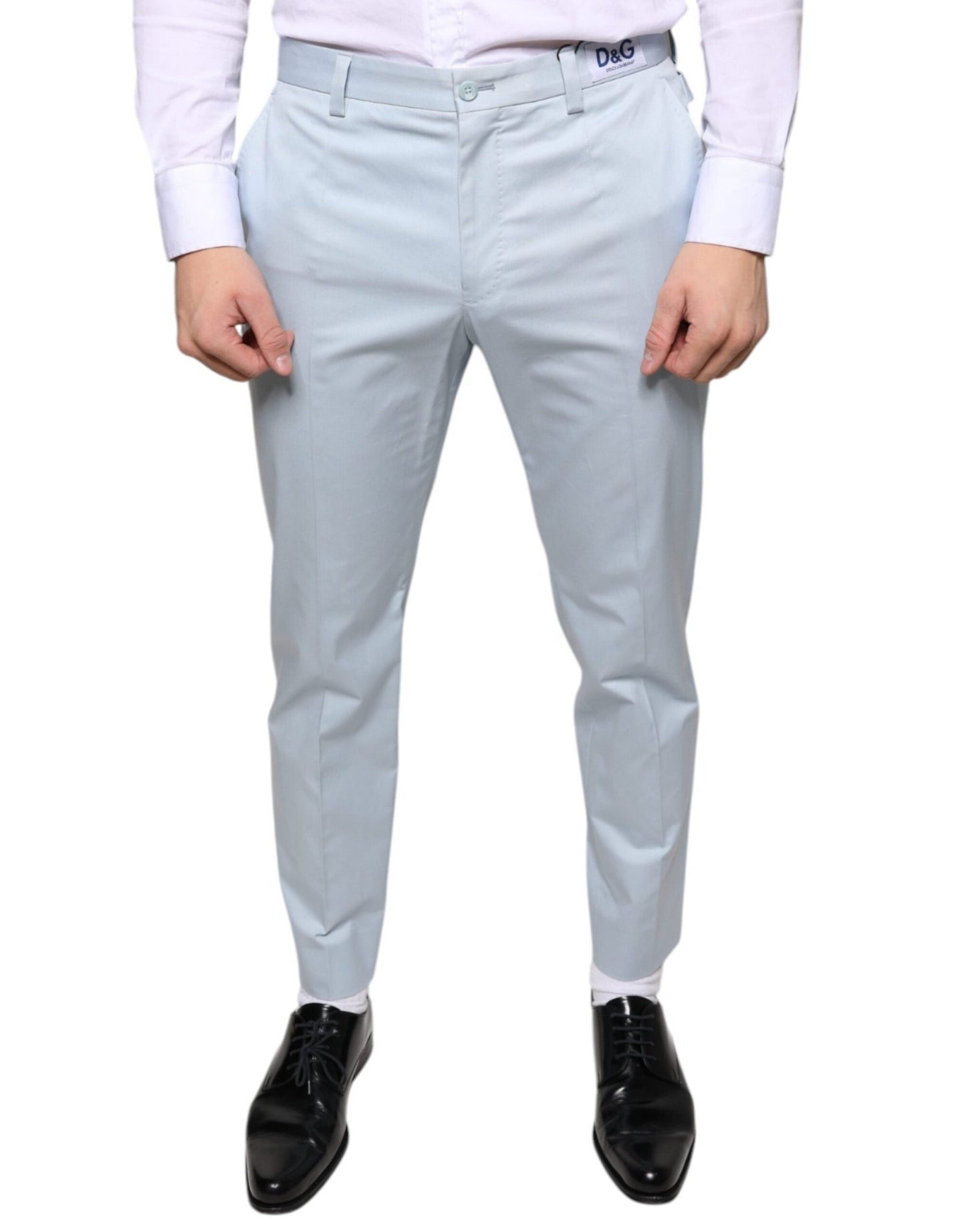 Dolce & Gabbana Light Blue Cotton Dress Pants – IT48 | M par Dolce & Gabbana | Disponible sur Sandy Store ByNet