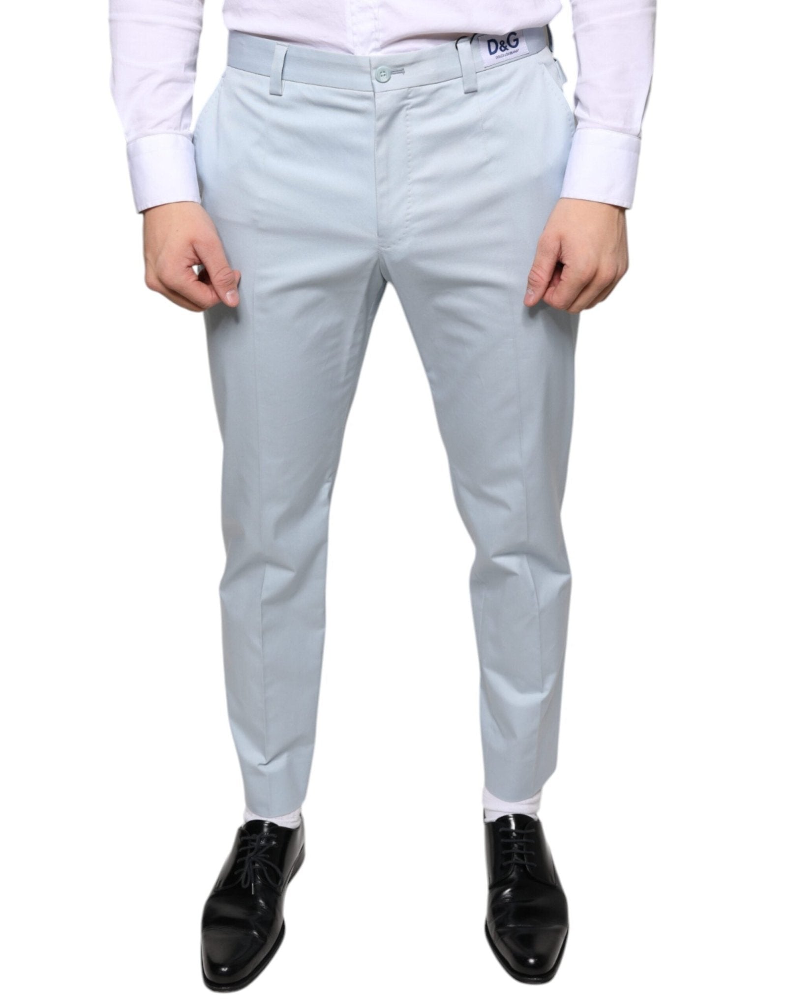 Dolce & Gabbana Light Blue Cotton Dress Pants – IT48 | M par Dolce & Gabbana | Disponible sur Sandy Store ByNet