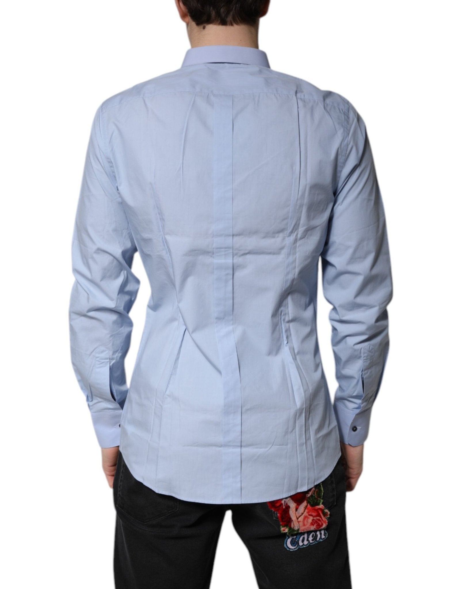Dolce & Gabbana Light Blue Cotton GOLD Dress Formal Shirt - Sandy Store ByNet