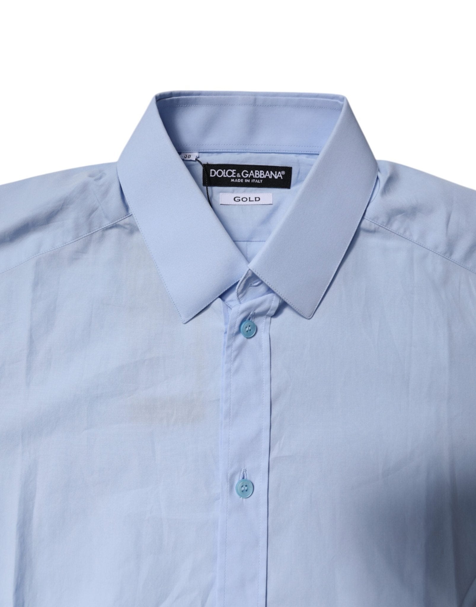 Dolce & Gabbana Light Blue Cotton GOLD Dress Formal Shirt - Sandy Store ByNet