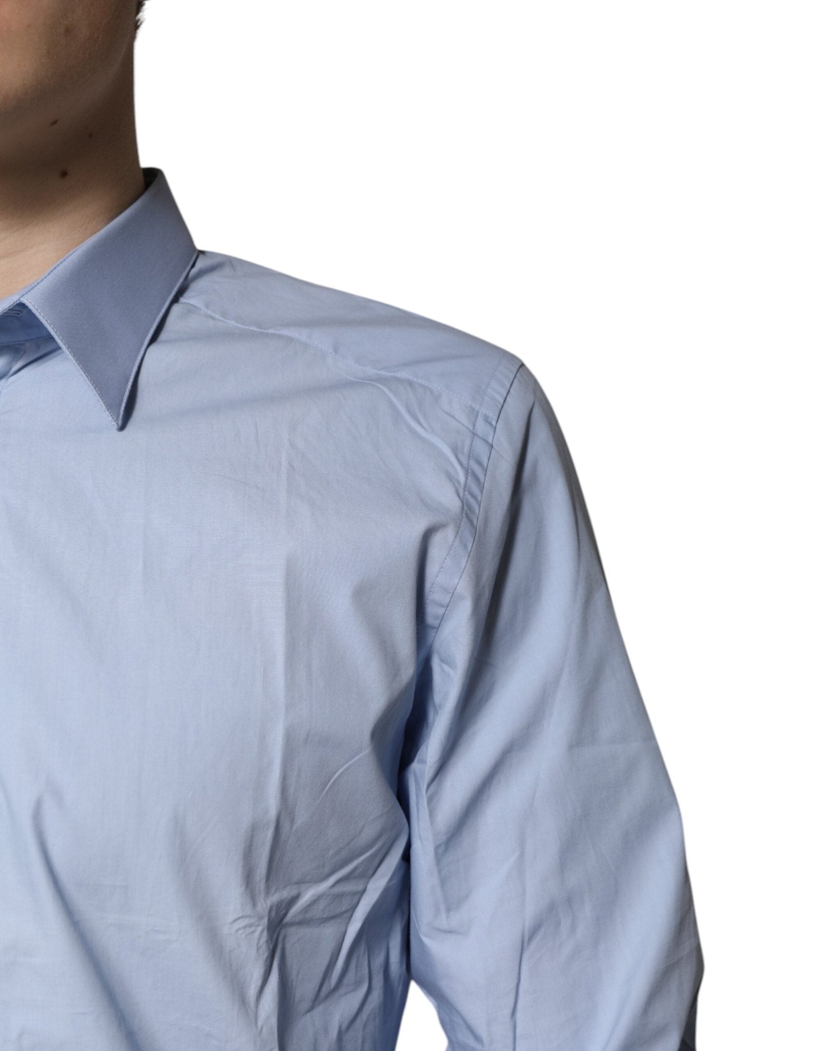 Dolce & Gabbana Light Blue Cotton GOLD Dress Formal Shirt - Sandy Store ByNet