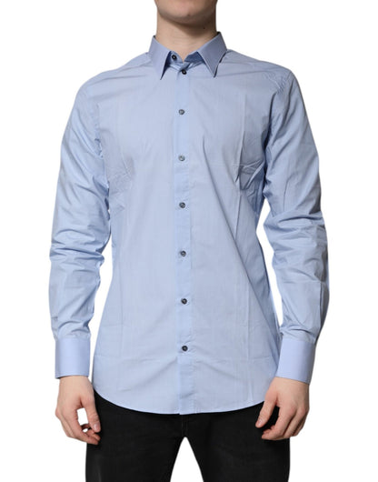 Dolce & Gabbana Light Blue Cotton GOLD Dress Formal Shirt - Sandy Store ByNet