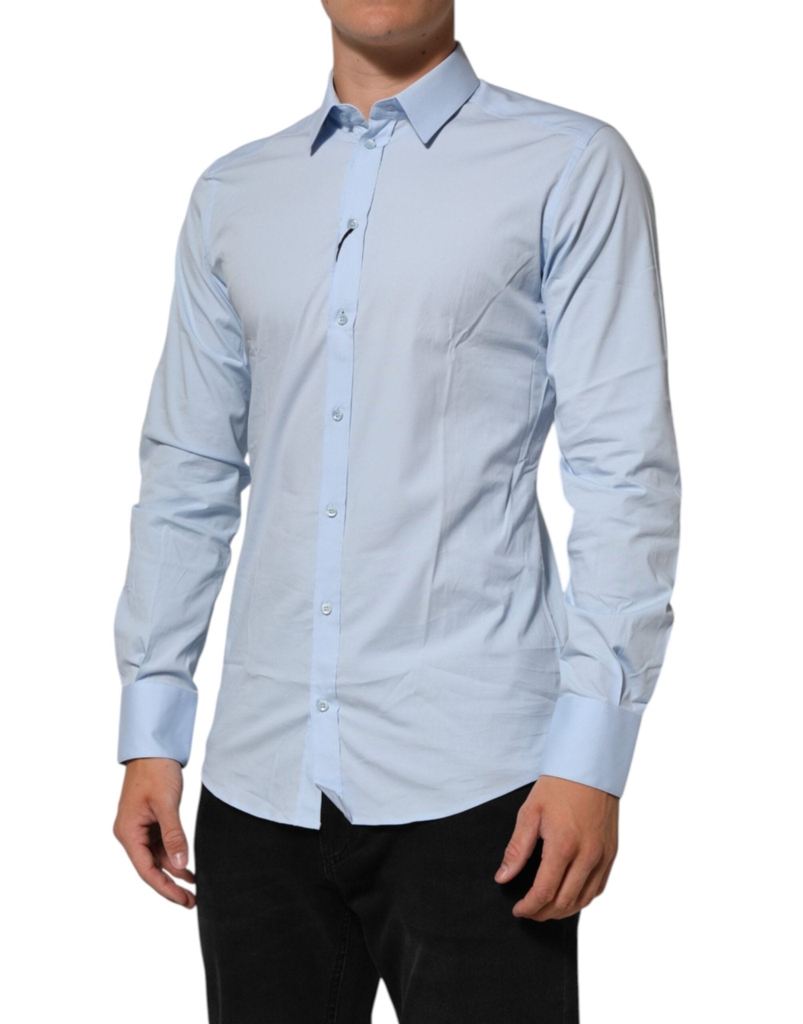 Dolce & Gabbana Light Blue Cotton GOLD Formal Men Dress Shirt – IT39 | S par Dolce & Gabbana | Disponible sur Sandy Store ByNet