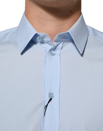 Dolce & Gabbana Light Blue Cotton GOLD Formal Men Dress Shirt – IT39 | S par Dolce & Gabbana | Disponible sur Sandy Store ByNet