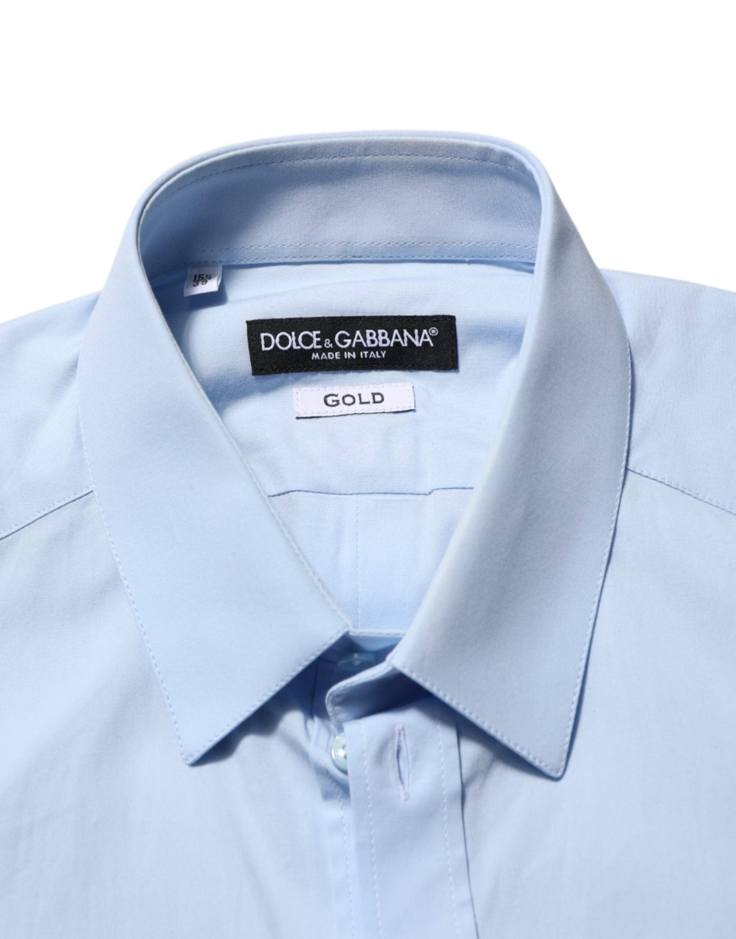 Dolce & Gabbana Light Blue Cotton GOLD Formal Men Dress Shirt – IT39 | S par Dolce & Gabbana | Disponible sur Sandy Store ByNet