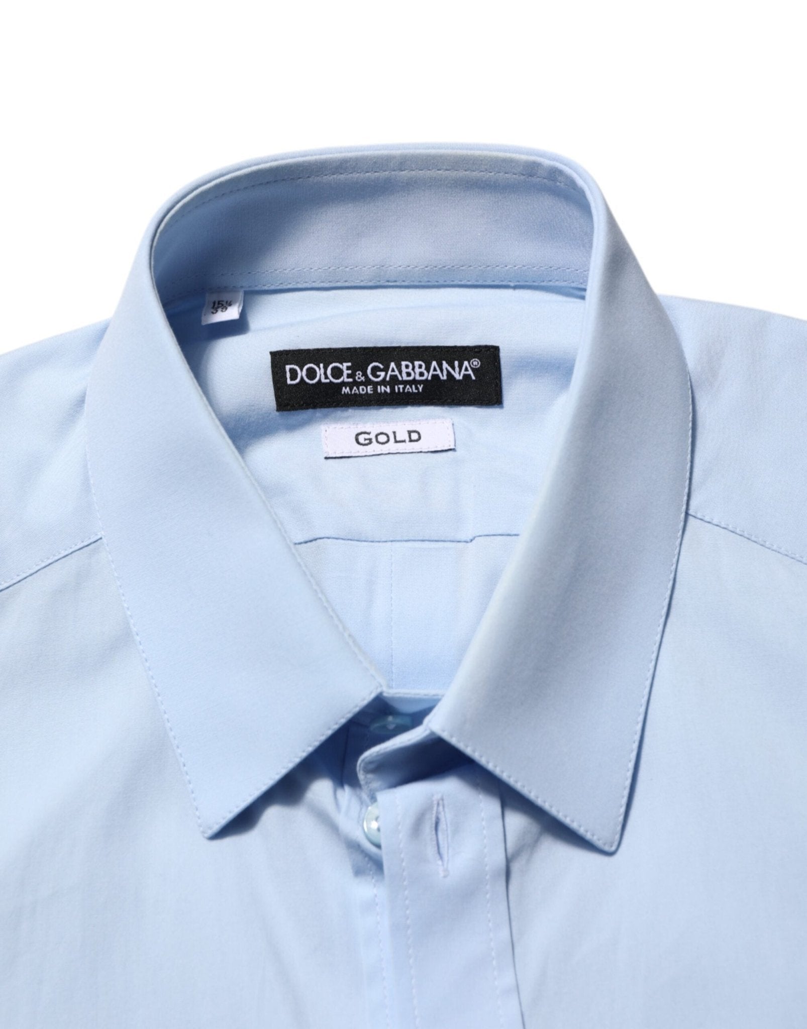 Dolce & Gabbana Light Blue Cotton GOLD Formal Men Dress Shirt – IT39 | S par Dolce & Gabbana | Disponible sur Sandy Store ByNet