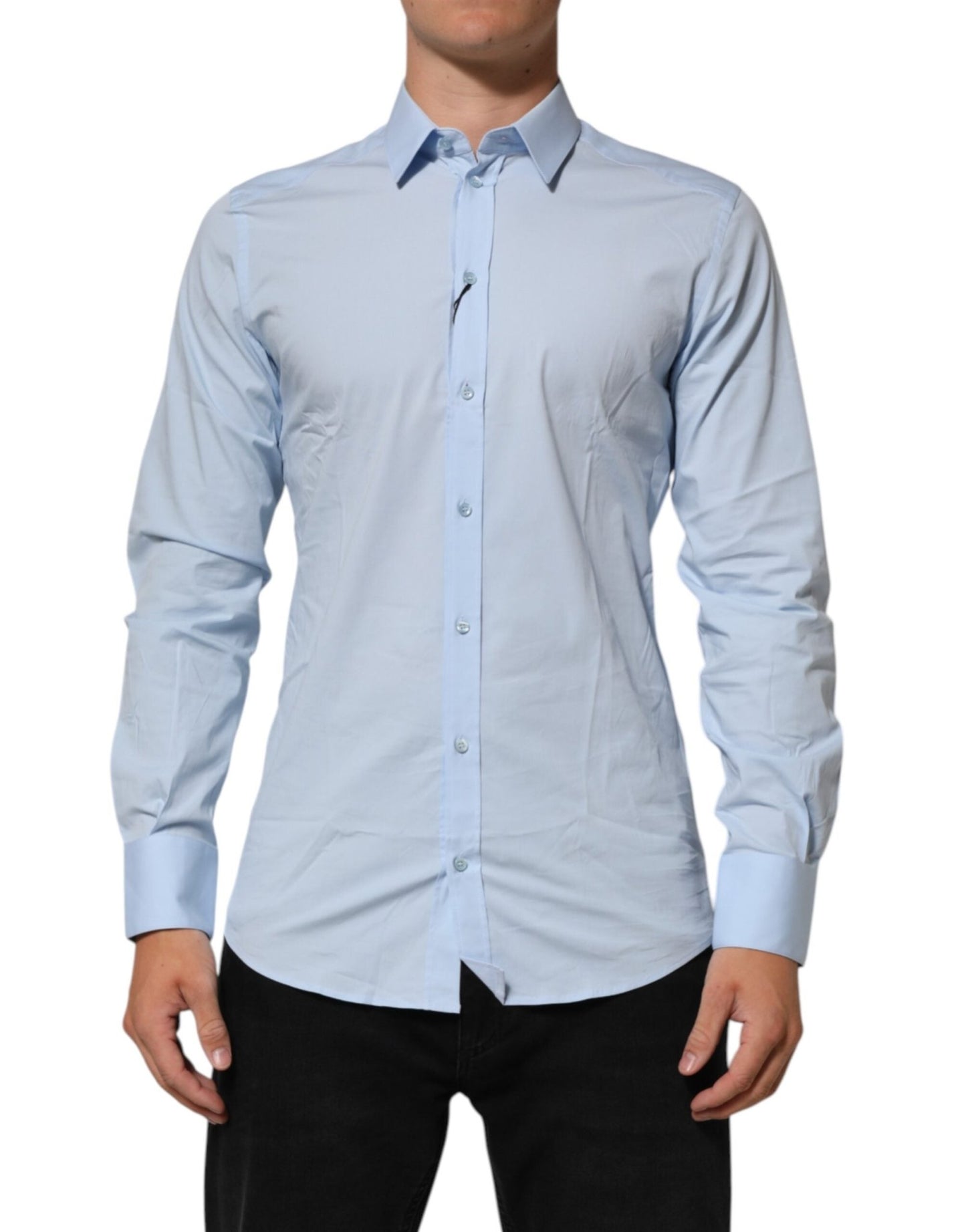 Dolce & Gabbana Light Blue Cotton GOLD Formal Men Dress Shirt – IT39 | S par Dolce & Gabbana | Disponible sur Sandy Store ByNet