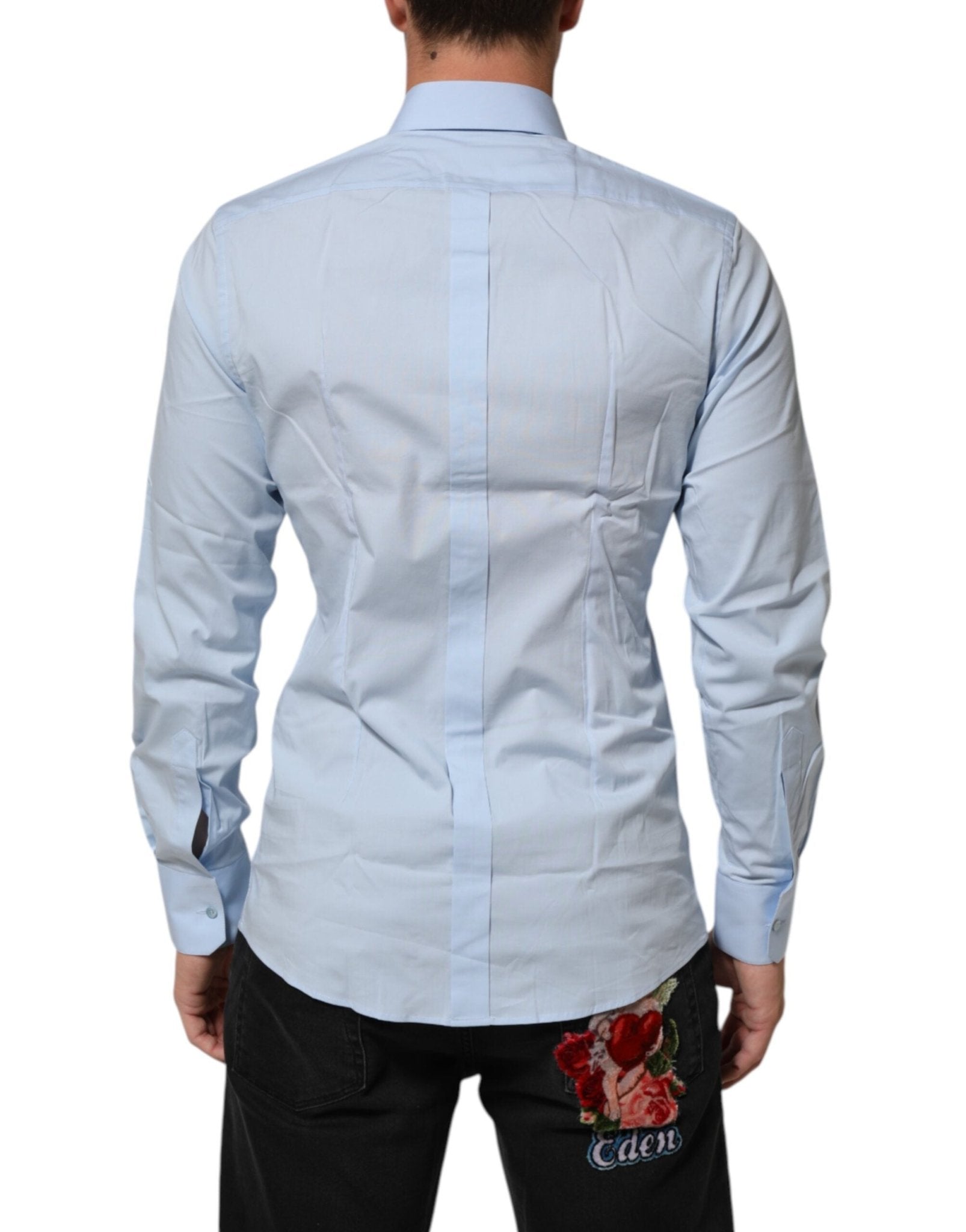 Dolce & Gabbana Light Blue Cotton GOLD Formal Men Dress Shirt – IT39 | S par Dolce & Gabbana | Disponible sur Sandy Store ByNet