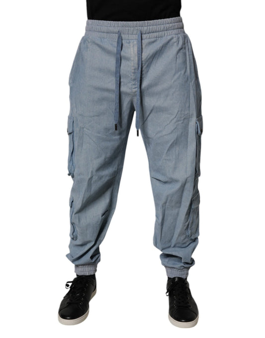 Dolce & Gabbana Light Blue Cotton Jogger Cargo Men Denim Pants – IT50 | L par Dolce & Gabbana | Disponible sur Sandy Store ByNet