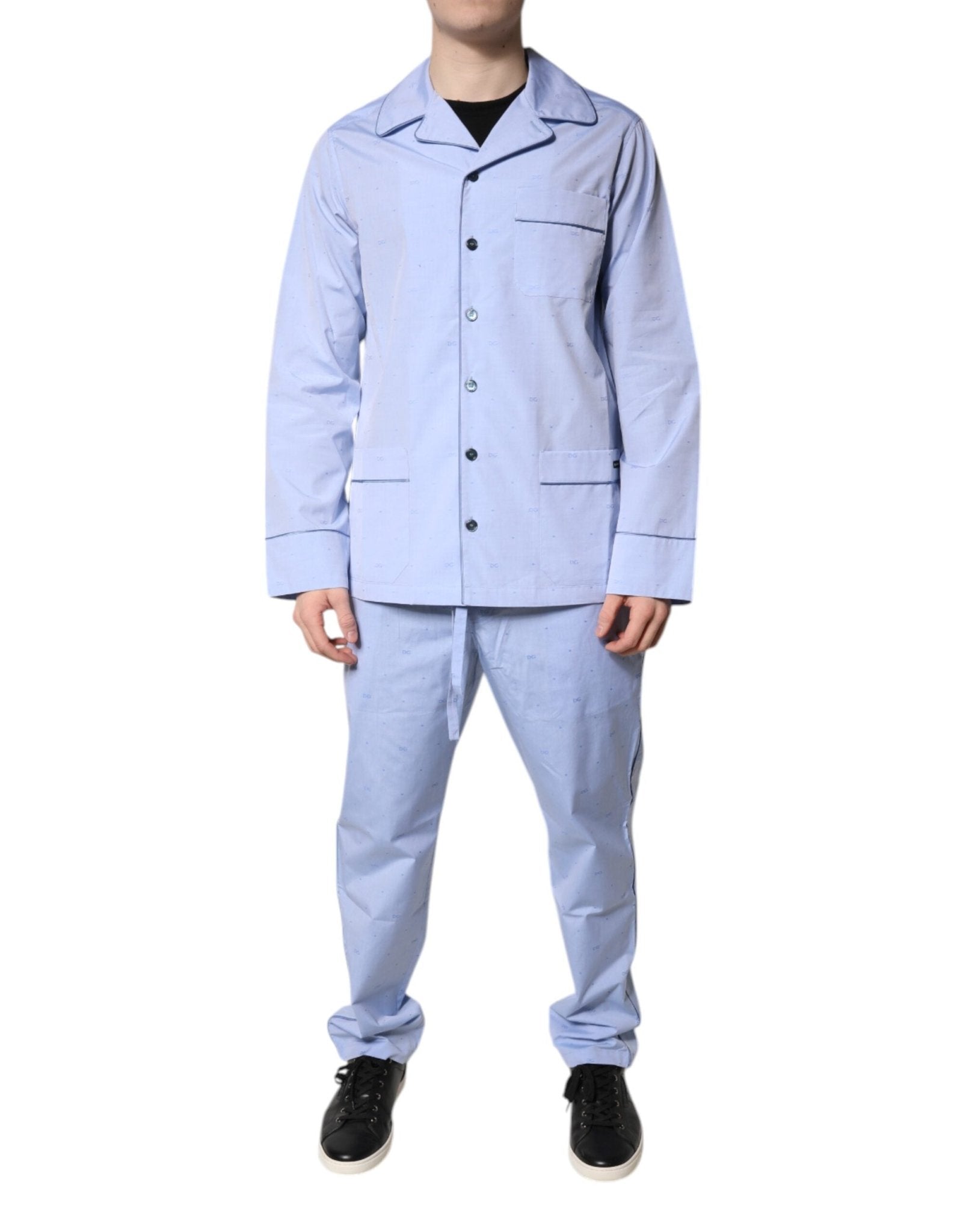 Dolce & Gabbana Light Blue DG Logo Cotton Men Pajama Set Sleepwear – IT39 | S par Dolce & Gabbana | Disponible sur Sandy Store ByNet