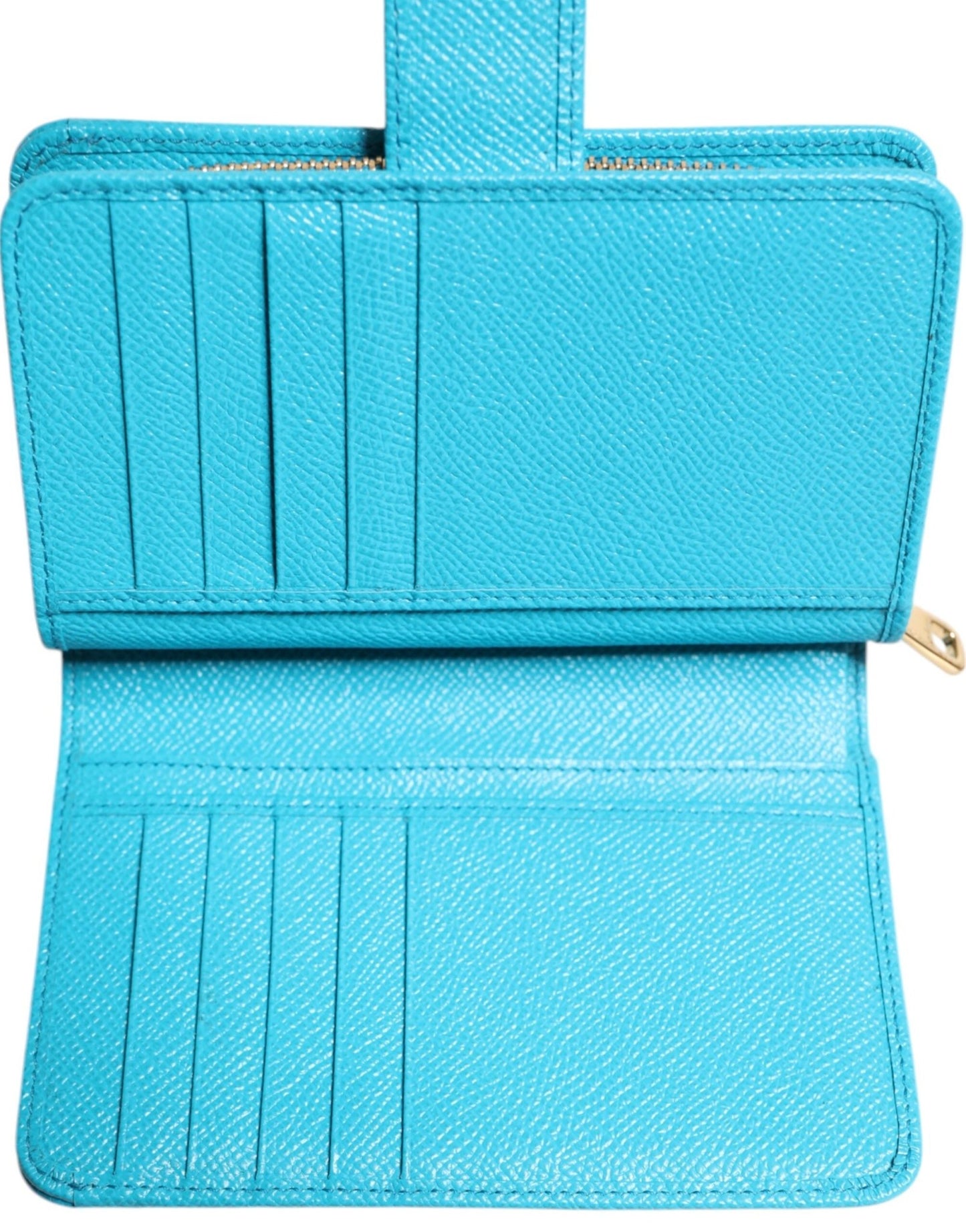 Dolce & Gabbana Light Blue Leather Bifold Continental Clutch Wallet - Sandy Store ByNet