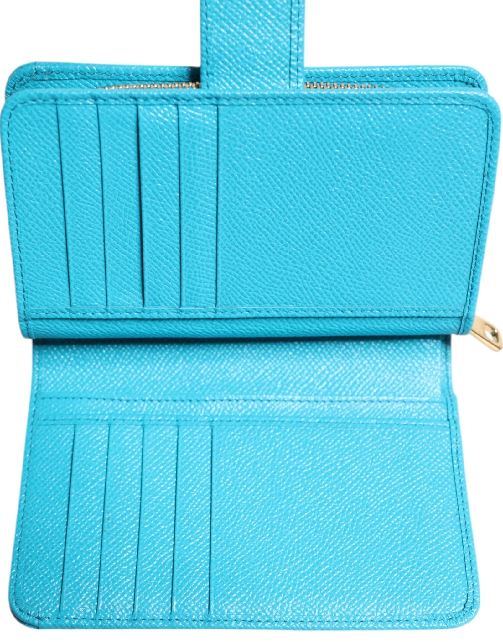 Dolce & Gabbana Light Blue Leather Bifold Continental Clutch Wallet - Sandy Store ByNet