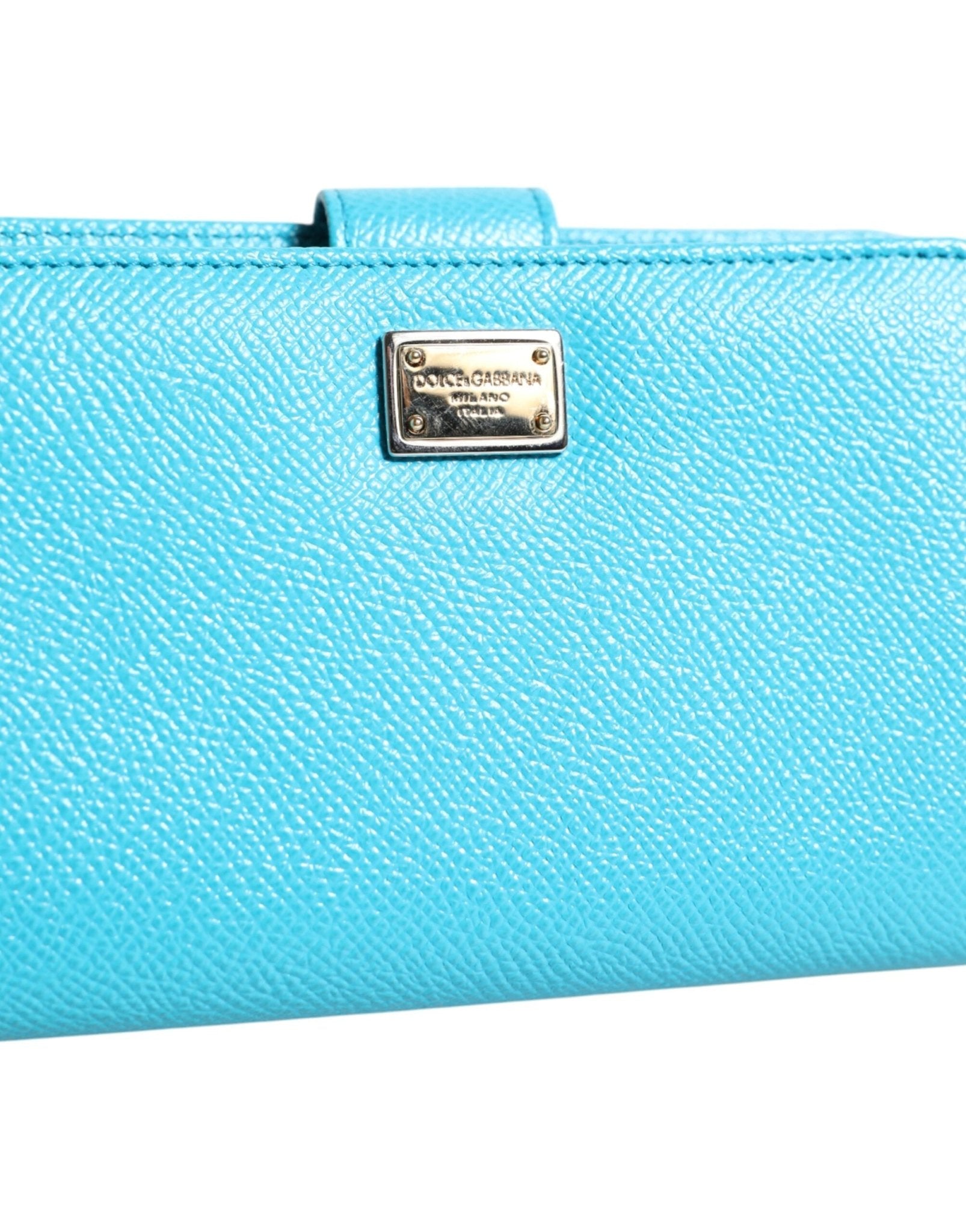 Dolce & Gabbana Light Blue Leather Bifold Continental Clutch Wallet - Sandy Store ByNet