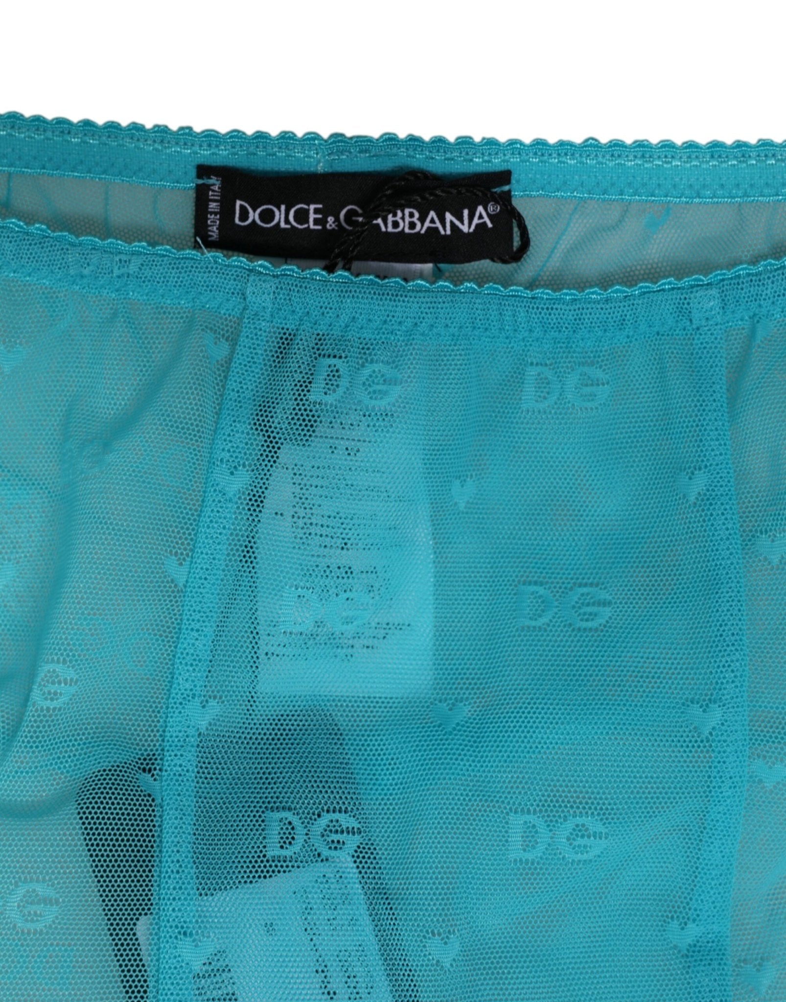 Dolce & Gabbana Light Blue Nylon Logo Lace Leggings Pants Underwear – IT2 | S par Dolce & Gabbana | Disponible sur Sandy Store ByNet