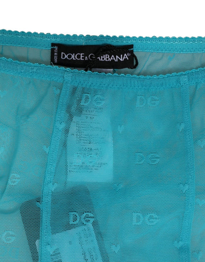 Dolce & Gabbana Light Blue Nylon Logo Lace Leggings Pants Underwear – IT2 | S par Dolce & Gabbana | Disponible sur Sandy Store ByNet