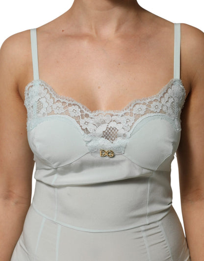 Dolce & Gabbana Light Blue Silk Lace Midi Bodycon Slip Dress – IT42|M par Dolce & Gabbana | Disponible sur Sandy Store ByNet