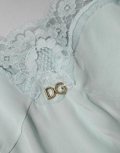Dolce & Gabbana Light Blue Silk Lace Midi Bodycon Slip Dress – IT42|M par Dolce & Gabbana | Disponible sur Sandy Store ByNet
