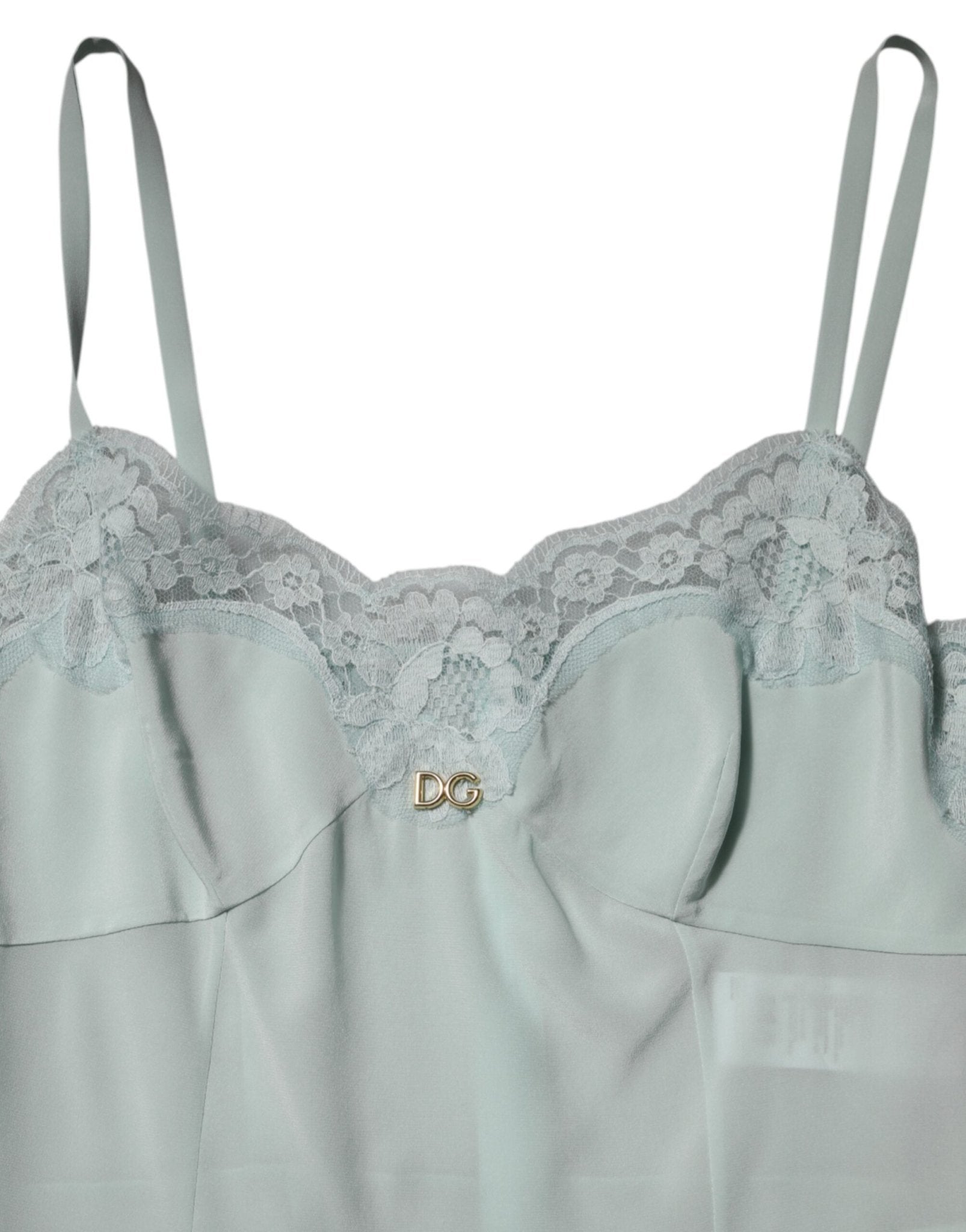 Dolce & Gabbana Light Blue Silk Lace Midi Bodycon Slip Dress – IT42|M par Dolce & Gabbana | Disponible sur Sandy Store ByNet
