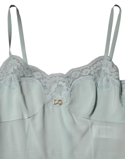 Dolce & Gabbana Light Blue Silk Lace Midi Bodycon Slip Dress – IT42|M par Dolce & Gabbana | Disponible sur Sandy Store ByNet