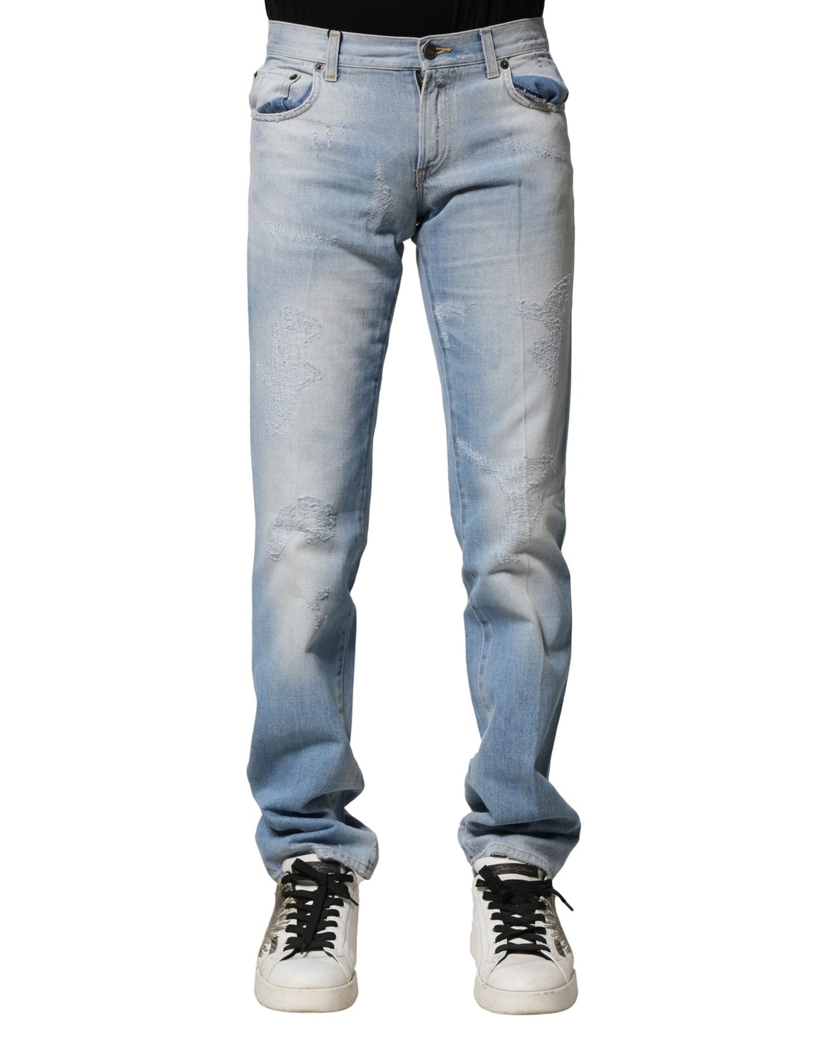 Dolce & Gabbana Light Blue Washed Straight Fit Denim Jeans – IT44 | XS par Dolce & Gabbana | Disponible sur Sandy Store ByNet