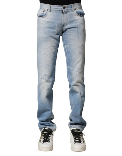 Dolce & Gabbana Light Blue Washed Straight Fit Denim Jeans – IT44 | XS par Dolce & Gabbana | Disponible sur Sandy Store ByNet
