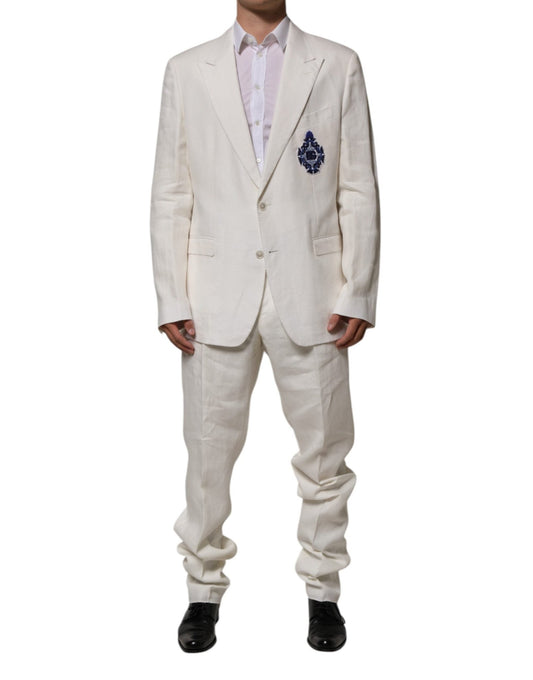 Dolce & Gabbana Light Cream Linen Embroidered 2 Piece Suit – IT58 | 3XL par Dolce & Gabbana | Disponible sur Sandy Store ByNet
