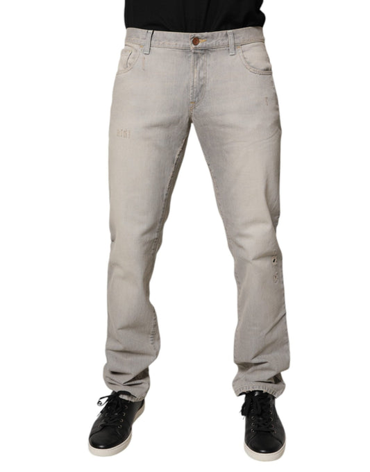 Dolce & Gabbana Light Gray Cotton Skinny Denim Jeans – IT44 | XS par Dolce & Gabbana | Disponible sur Sandy Store ByNet