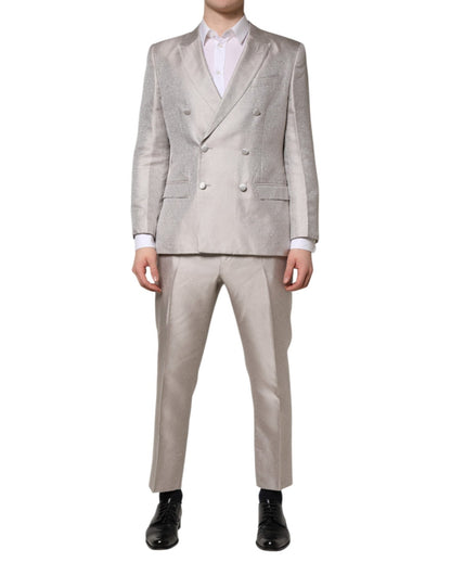 Dolce & Gabbana Light Gray Jacquard Silk Dotted 2 Piece Suit – IT50 | L par Dolce & Gabbana | Disponible sur Sandy Store ByNet