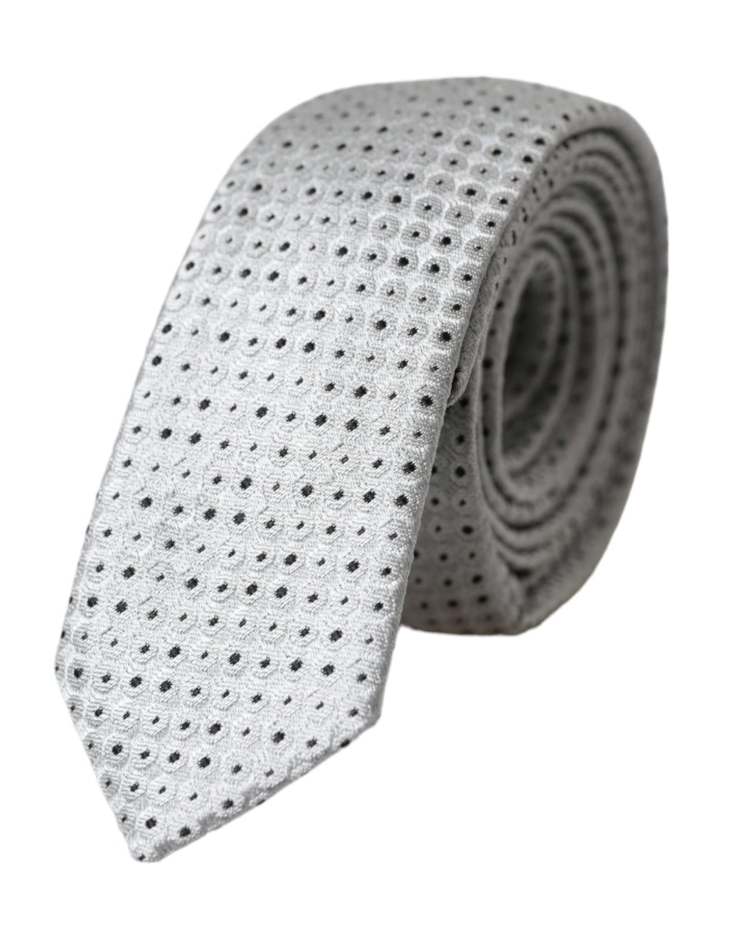 Dolce & Gabbana Light Gray Polka Dot Silk Adjustable Men Tie – par Dolce & Gabbana | Disponible sur Sandy Store ByNet