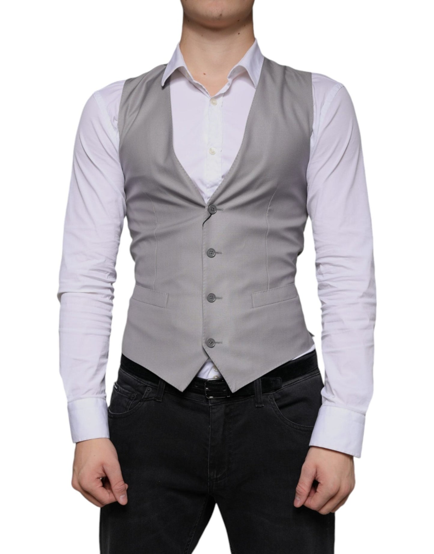 Dolce & Gabbana Light Gray Wool Formal Dress Waistcoat Vest – IT44 | XS par Dolce & Gabbana | Disponible sur Sandy Store ByNet