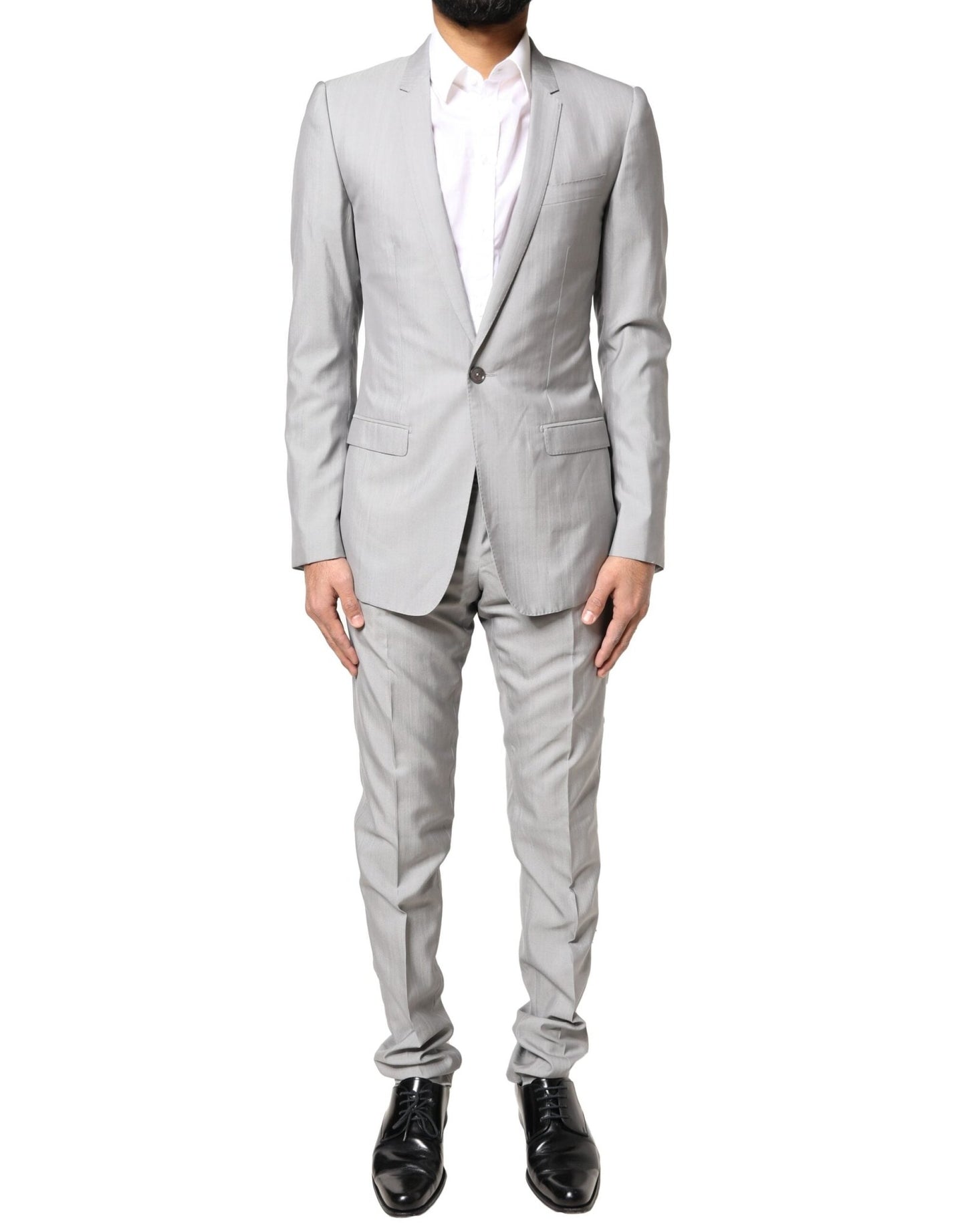 Dolce & Gabbana Light Gray Wool GOLD 2 Piece Formal Suit - Sandy Store ByNet