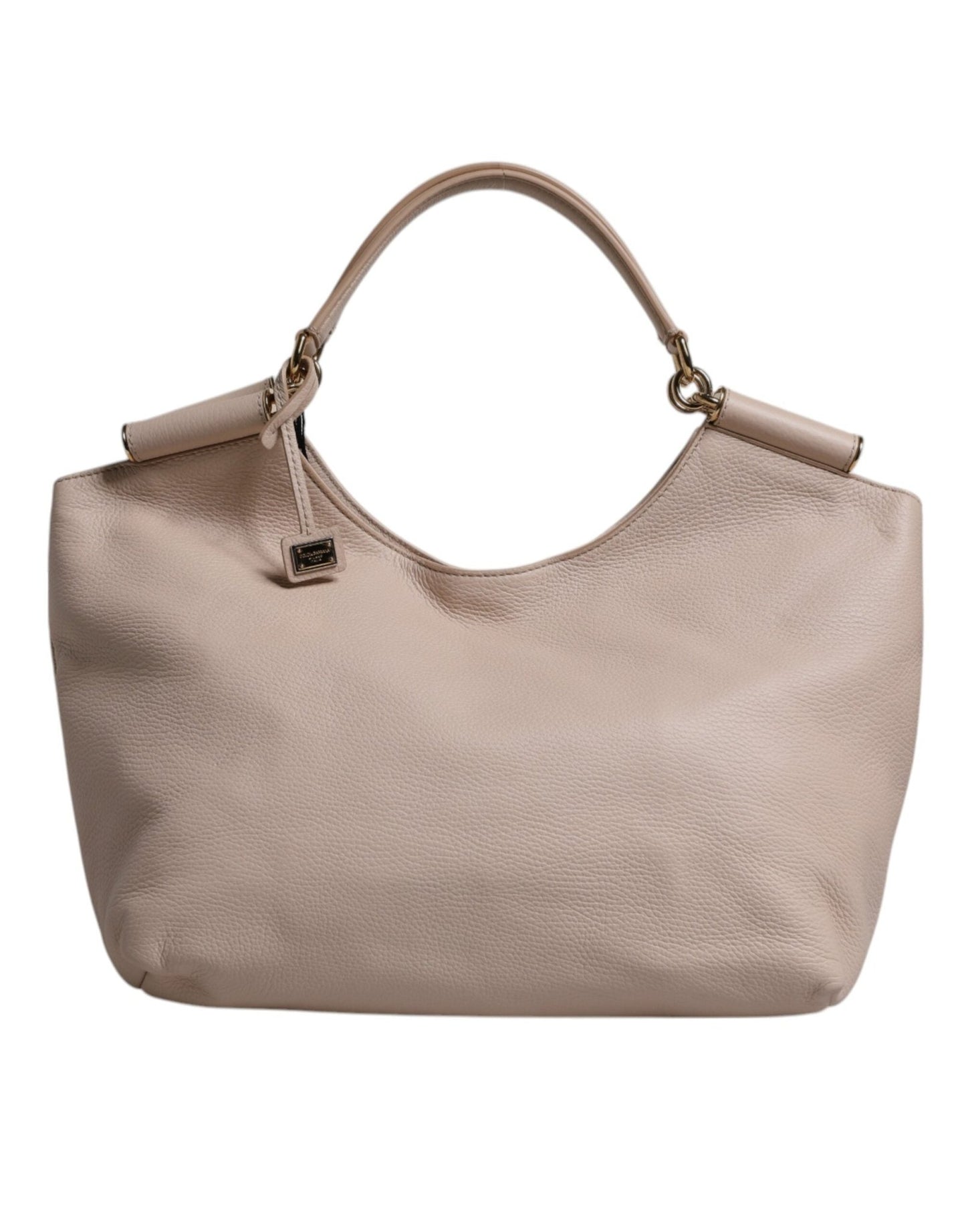 Dolce & Gabbana Light Pink Deer Leather Logo Plaque Tote Top Handle Bag - Sandy Store ByNet