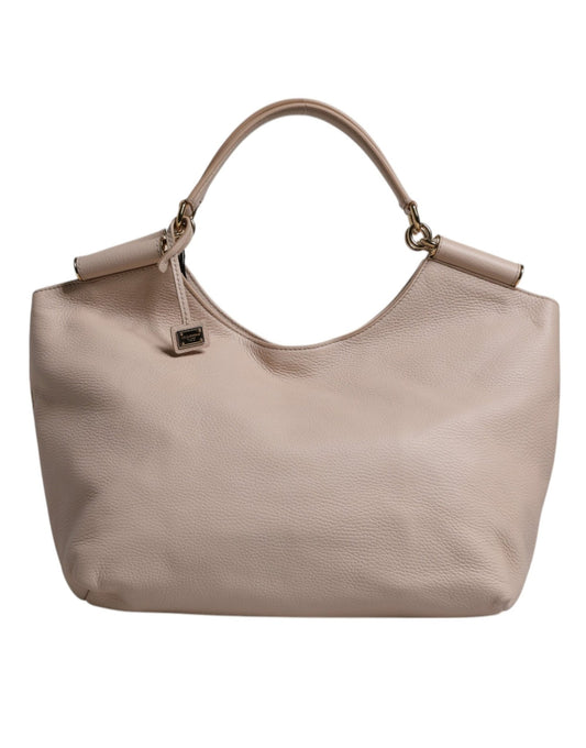 Dolce & Gabbana Light Pink Deer Leather Logo Plaque Tote Top Handle Bag - Sandy Store ByNet