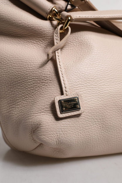 Dolce & Gabbana Light Pink Deer Leather Logo Plaque Tote Top Handle Bag - Sandy Store ByNet