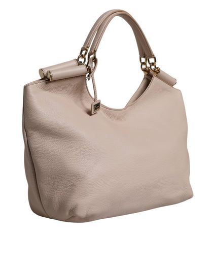 Dolce & Gabbana Light Pink Deer Leather Logo Plaque Tote Top Handle Bag - Sandy Store ByNet