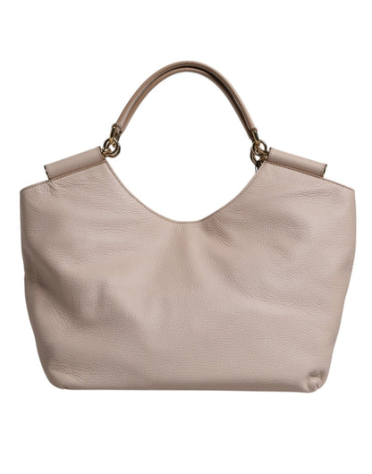 Dolce & Gabbana Light Pink Deer Leather Logo Plaque Tote Top Handle Bag - Sandy Store ByNet
