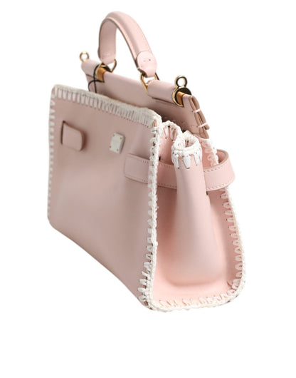 Dolce & Gabbana Light Pink Logo Plaque Soft Leather Strap Crossbody Bag - Sandy Store ByNet