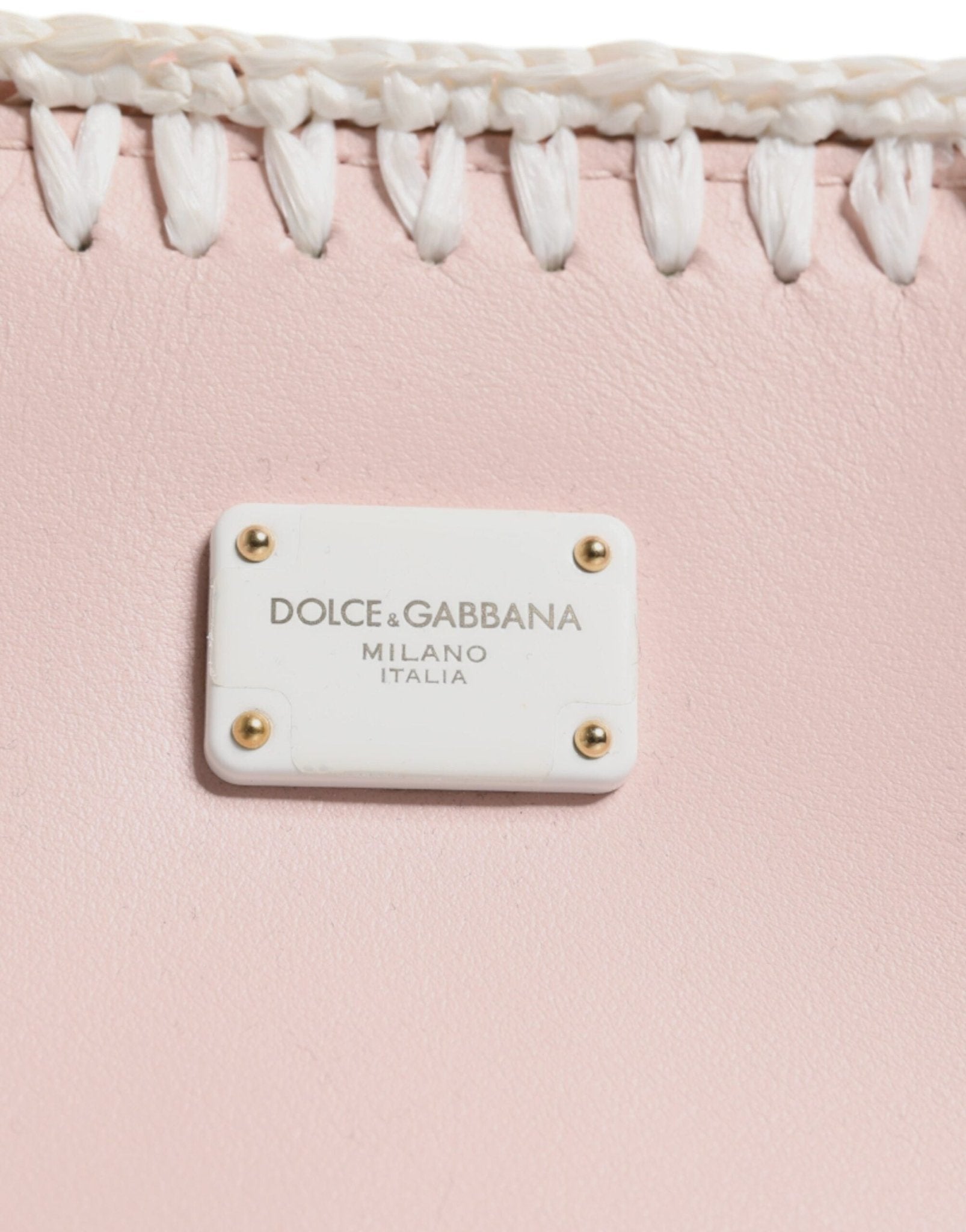 Dolce & Gabbana Light Pink Logo Plaque Soft Leather Strap Crossbody Bag - Sandy Store ByNet