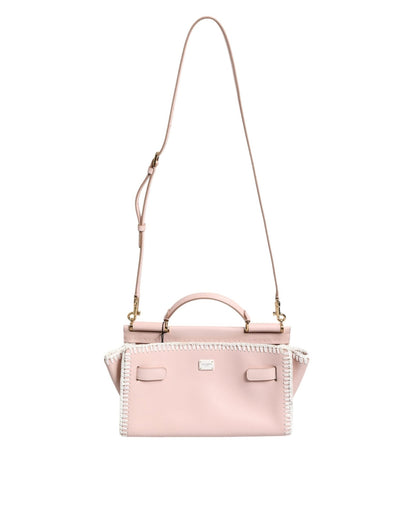 Dolce & Gabbana Light Pink Logo Plaque Soft Leather Strap Crossbody Bag - Sandy Store ByNet