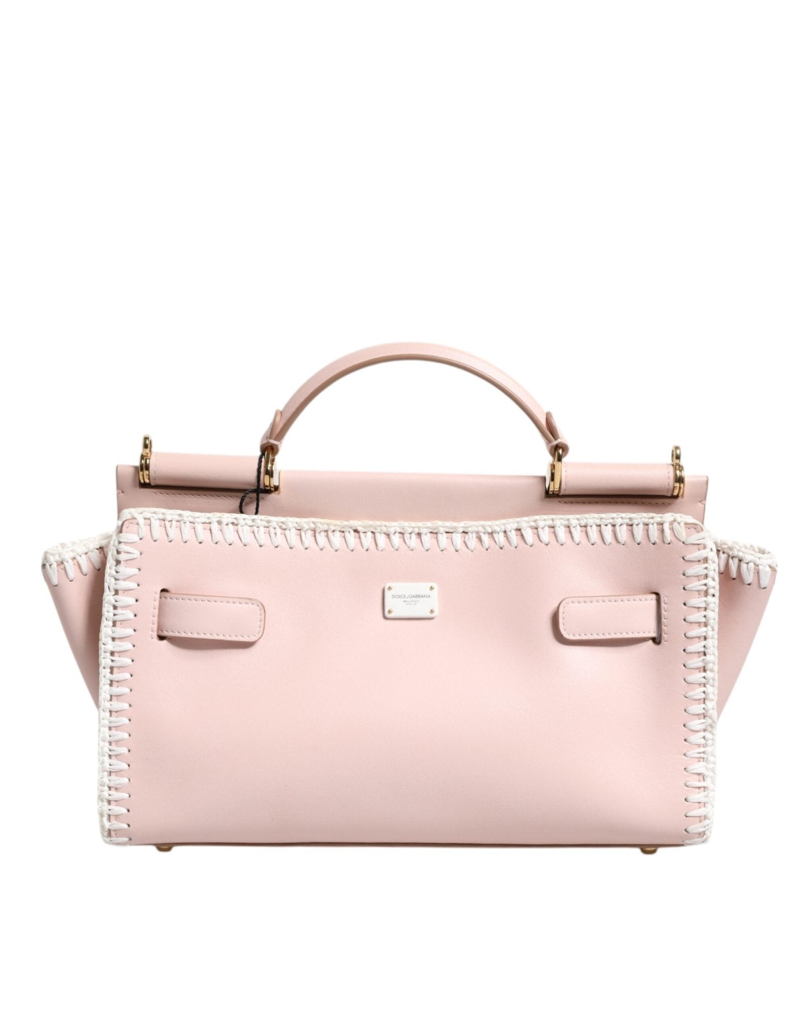 Dolce & Gabbana Light Pink Logo Plaque Soft Leather Strap Crossbody Bag - Sandy Store ByNet