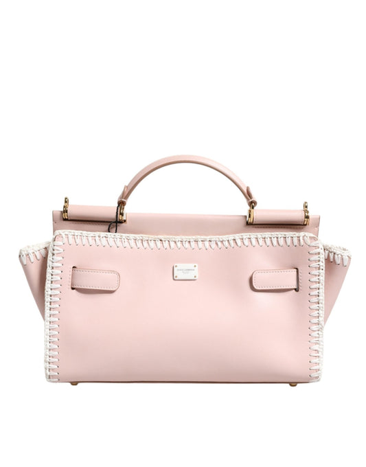Dolce & Gabbana Light Pink Logo Plaque Soft Leather Strap Crossbody Bag - Sandy Store ByNet