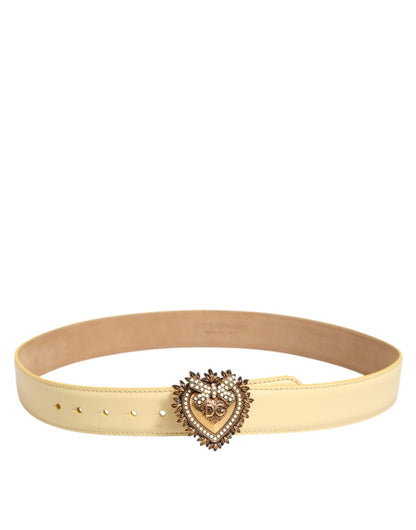 Dolce & Gabbana Light Yellow DEVOTION Heart DG Buckle Belt – 75 cm / 30 Inches par Dolce & Gabbana | Disponible sur Sandy Store ByNet