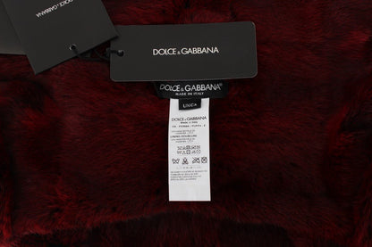 Dolce & Gabbana Luxurious Bordeaux Fur Hooded Scarf Wrap - Sandy Store ByNet
