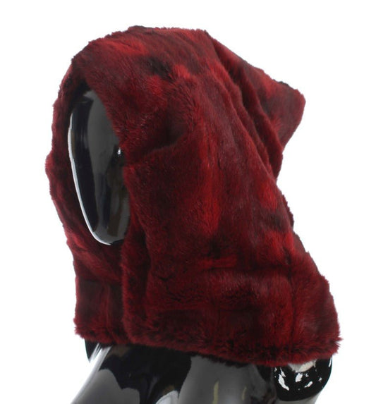 Dolce & Gabbana Luxurious Bordeaux Fur Hooded Scarf Wrap - Sandy Store ByNet