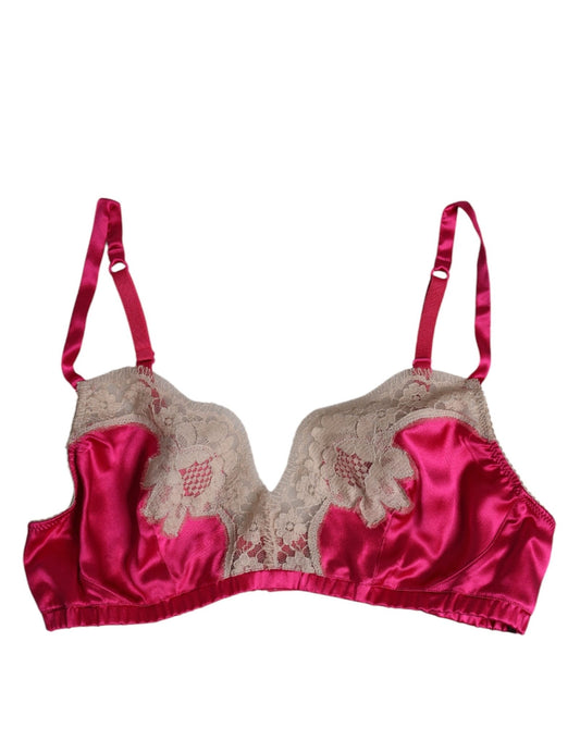 Dolce & Gabbana Magenta Floral Lace Silk Non Wire Bra Underwear – IT2 | S par Dolce & Gabbana | Disponible sur Sandy Store ByNet